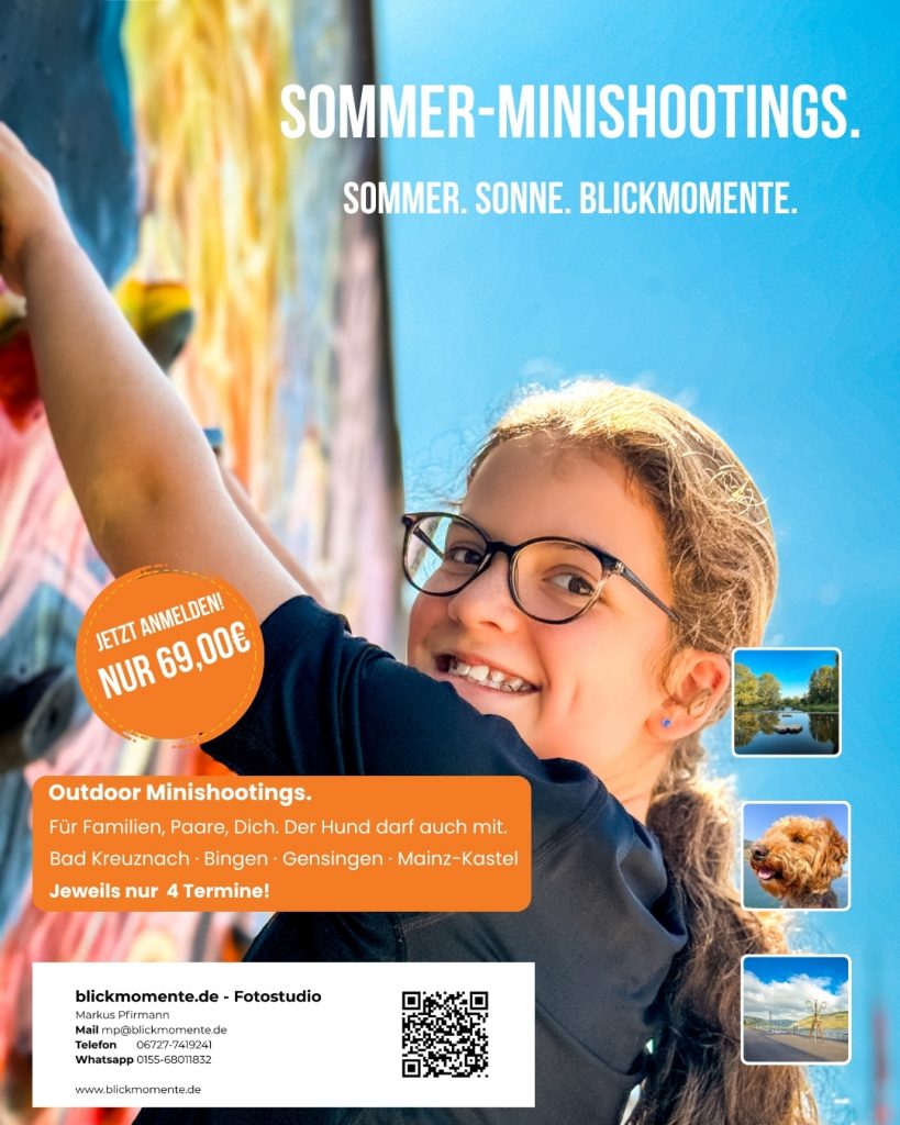 Lachendes Kind beim Sommer-Minishooting draußen